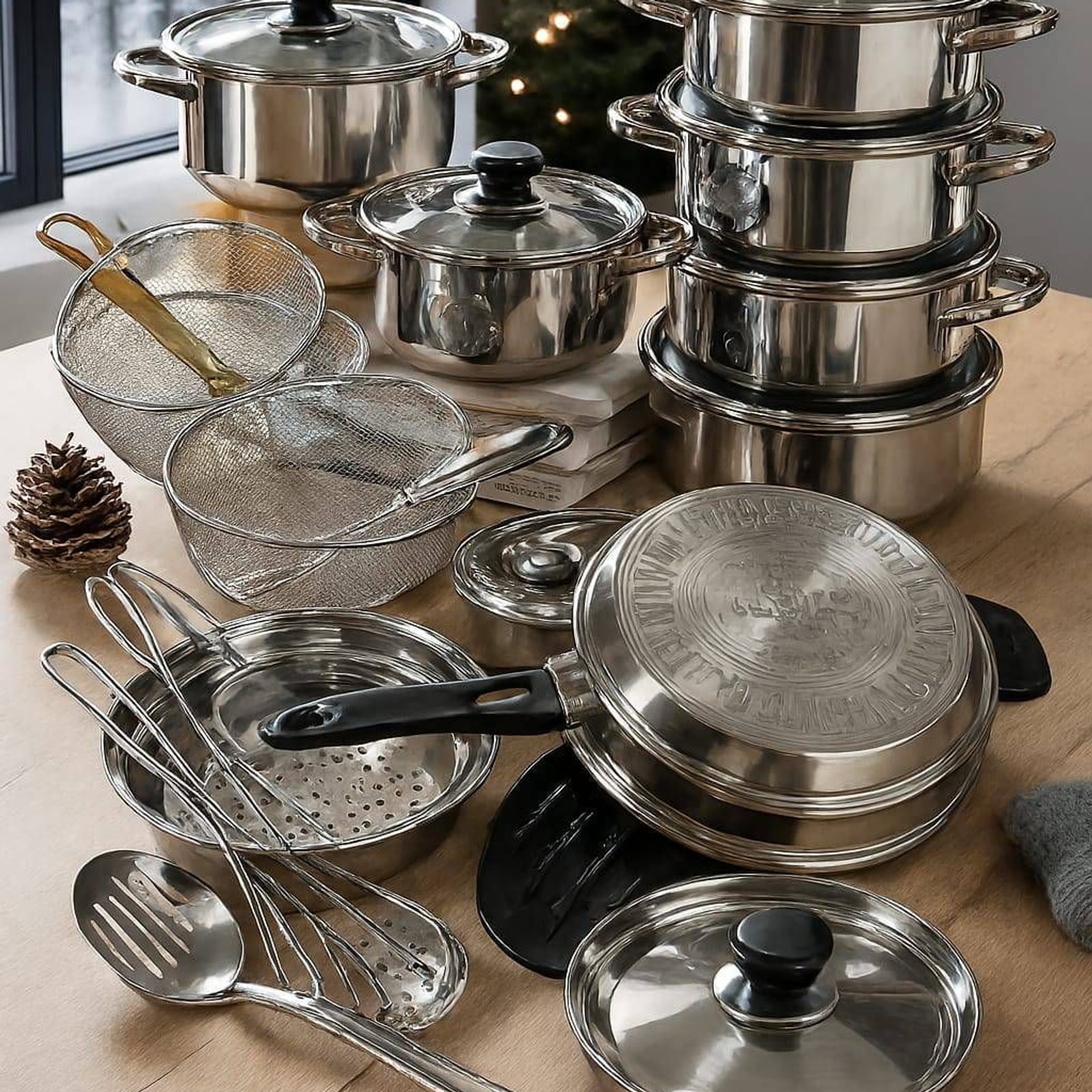 Dolphin Home 21-piece high-quality stainless steel cookware